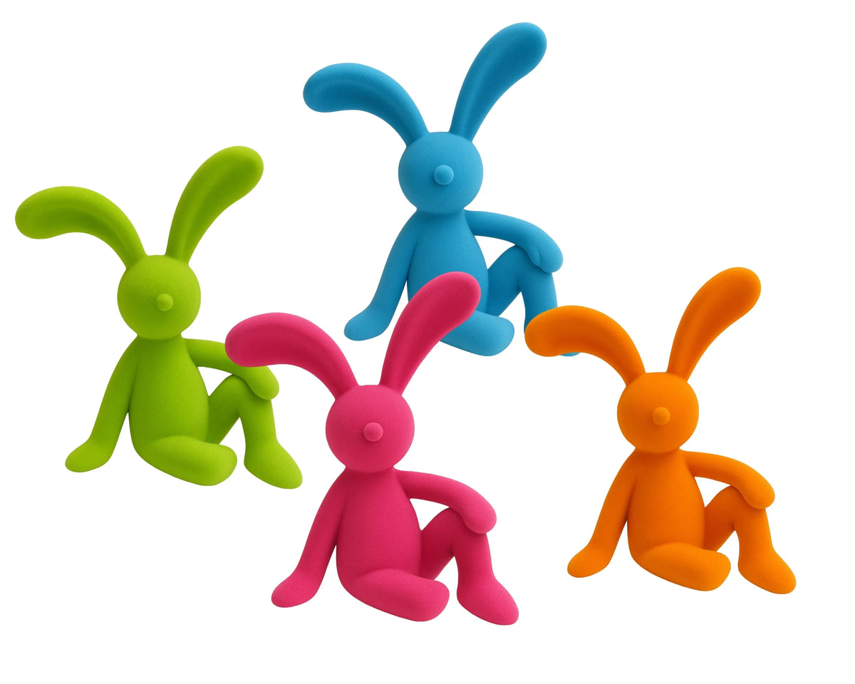 Easter Flocked Sitting Bunny, 23 cm – 4 Assorted Designs, Bulk Buy x12