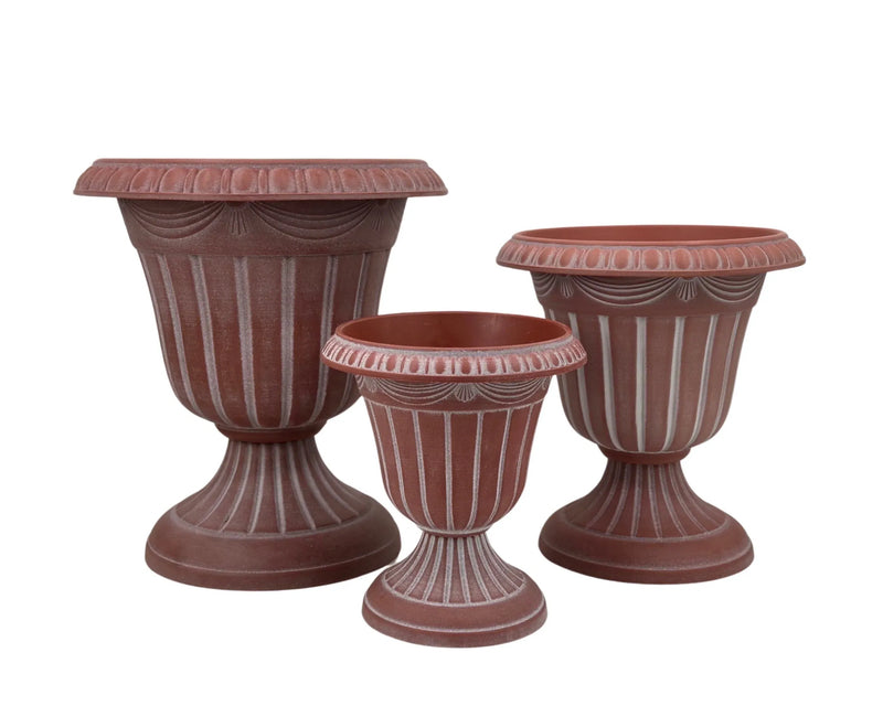 Fluted Urn Planter with Base, 26 cm – Pack of 12