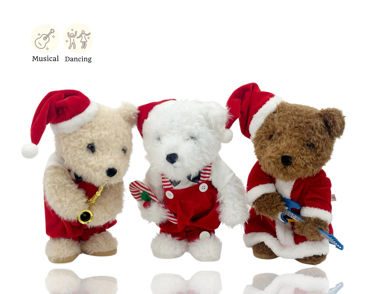Christmas Dancing & Musical Teddy Bear, 12 x 8 x 33 cm – 2 Assorted Designs, Bulk Buy x9