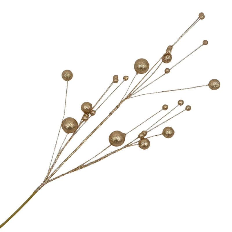 Christmas Gold Glitter Berry Pick, 90 cm – Bulk Buy x12