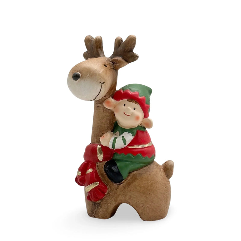 Christmas Elf on Reindeer Statue, 10.2 x 7.7 x 18.5 cm – Bulk Buy x8