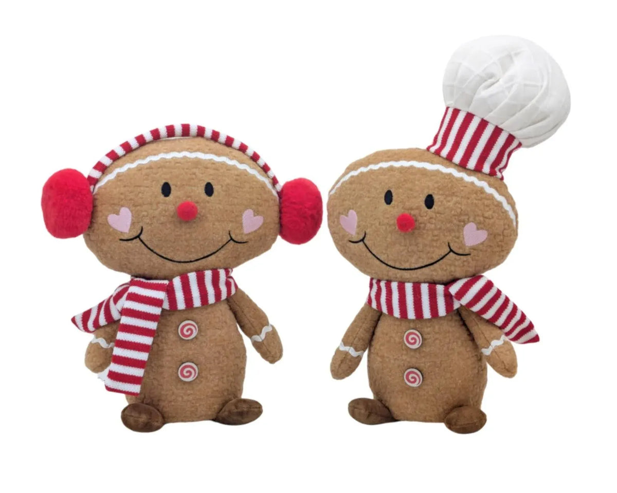 Bulk 6 Xmas Gingerbread Plush Sitting 30-38cmh 2 Asst