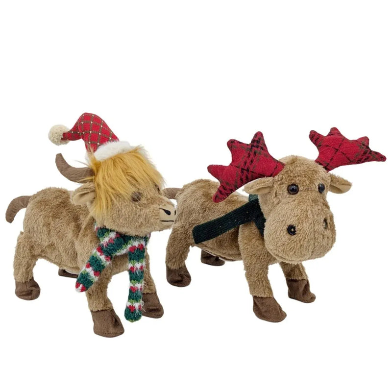 Christmas Festive Singing Dancing Moose & Yak, 30 cm H – 2 Assorted Designs