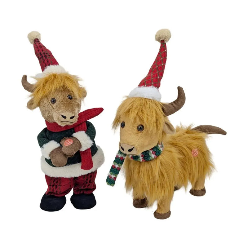 Christmas Festive Singing Yak, 38-43 cm H – 2 Assorted Designs
