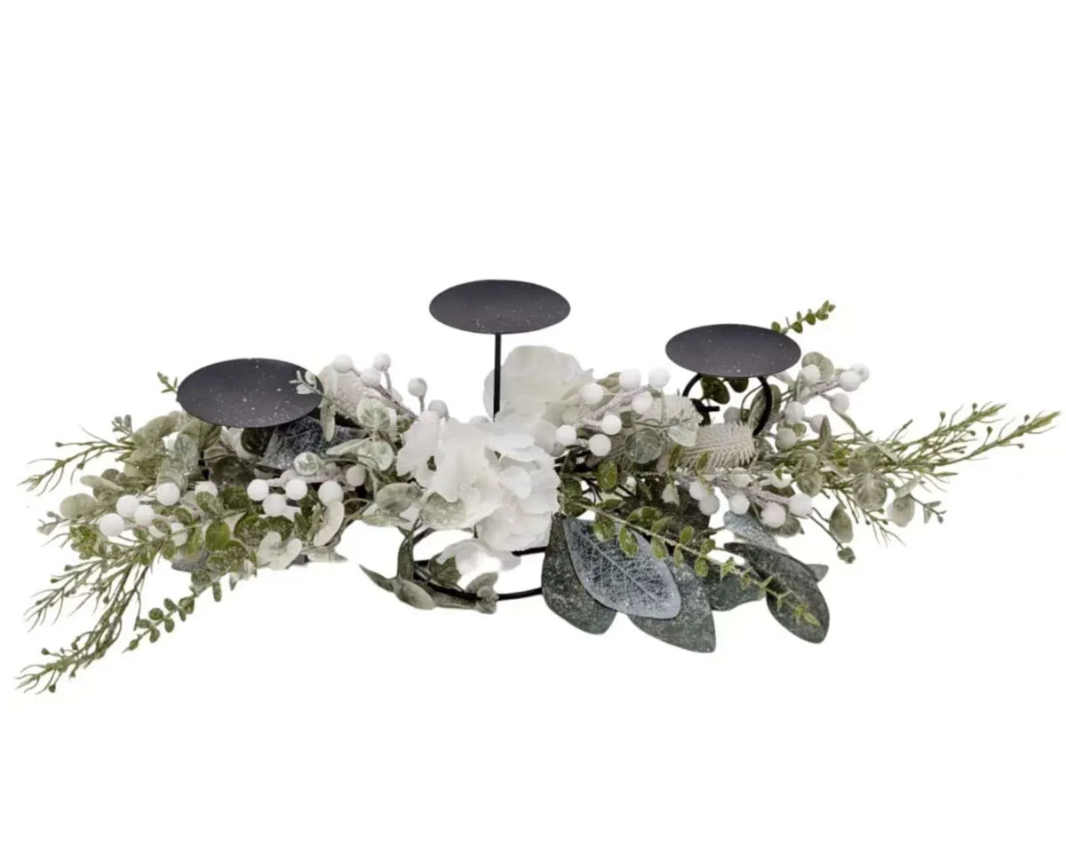 Christmas White Hydrangea & Berry Centrepiece, 62 cm