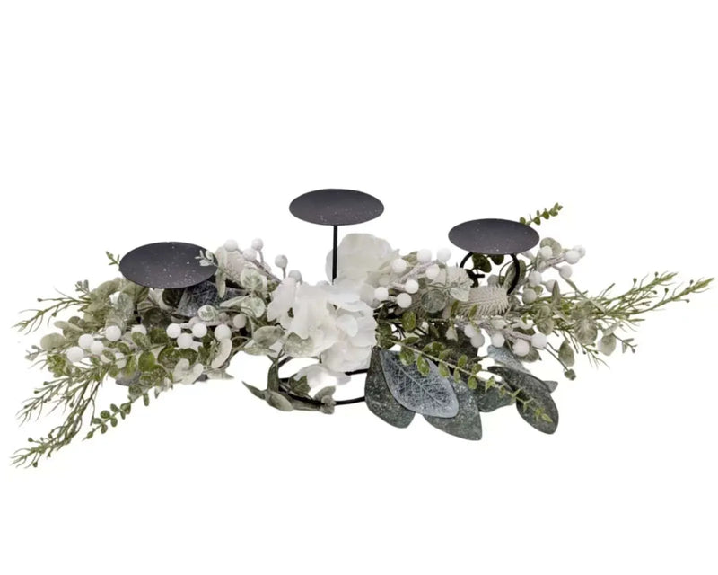 Christmas White Hydrangea & Berry Centrepiece, 62 cm