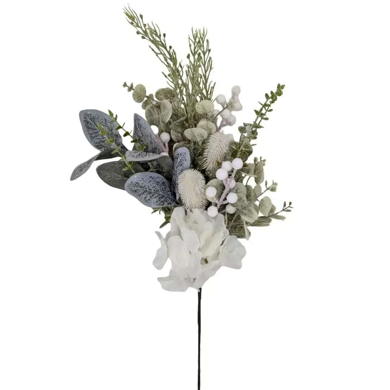 Christmas White Hydrangea & Berry Spray, 62 cm