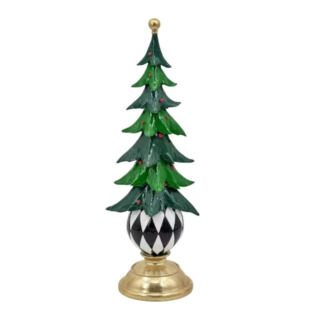 Christmas Tree with Black & White Base Resin, 43 cm H – Bulk Buy x4