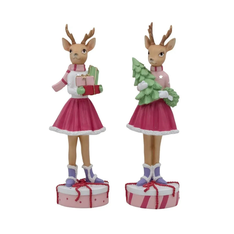 Christmas Candyland Deer Girl Resin, 24.5 cm H – Bulk Buy x8
