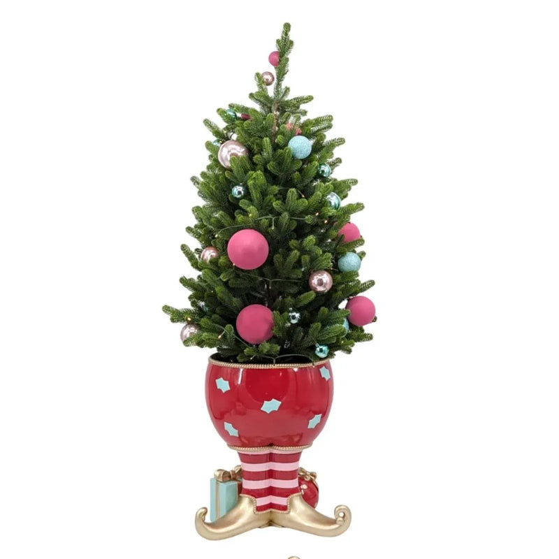 Christmas Tree in Candyland Elf Look Pot with LED Light, 138 cm