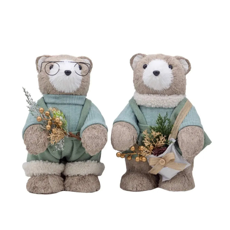 Christmas Evergreen Woodland Bear, 20 x 20 x 30 cm – 2 Assorted Designs, Bulk Buy x2