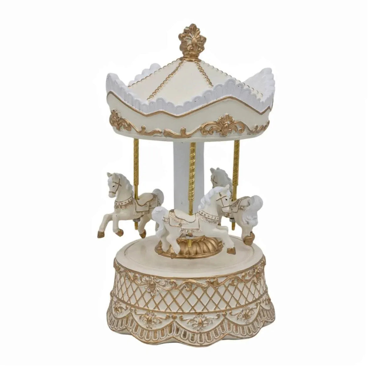 Christmas Golden Elegance Polyresin Carousel Deco, 12.4 x 22.9 cm H – Bulk Buy x4