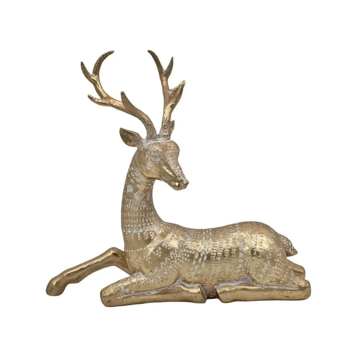 Christmas Golden Elegance Polyresin Deer Sitting, 34 x 13 x 33 cm – Bulk Buy x4