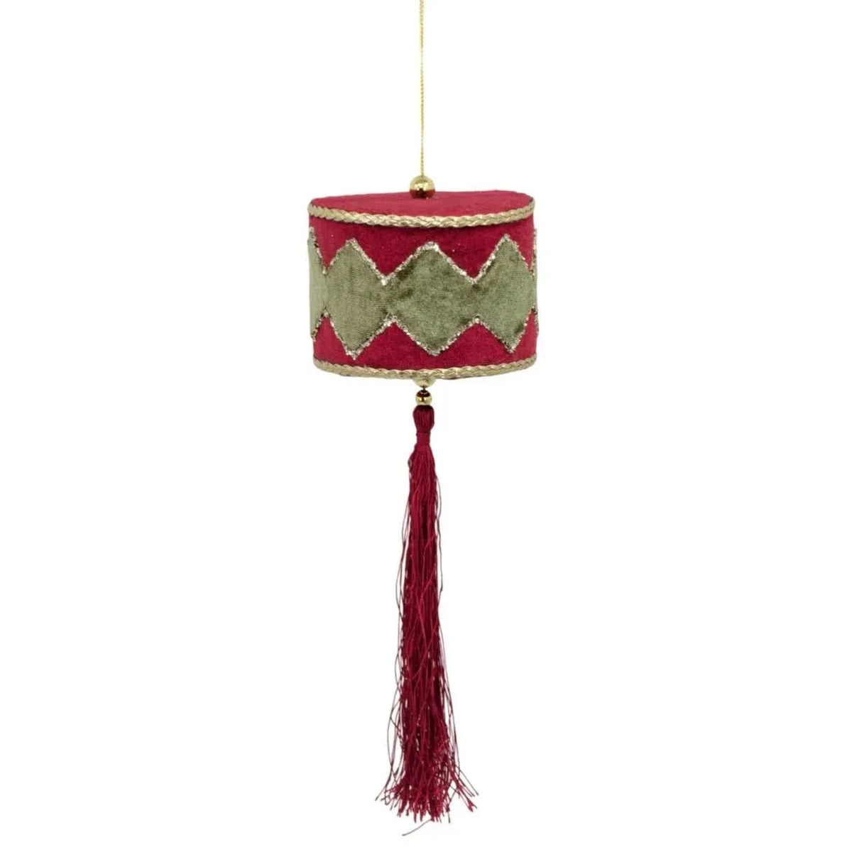 Christmas Red & Green Velvet Drum, 10 x 38 cm – Bulk Buy x12