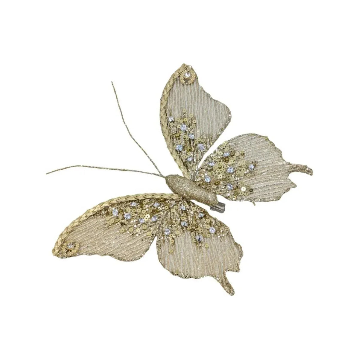 Christmas Champagne Gold Butterfly, 17 cm – Bulk Buy x24