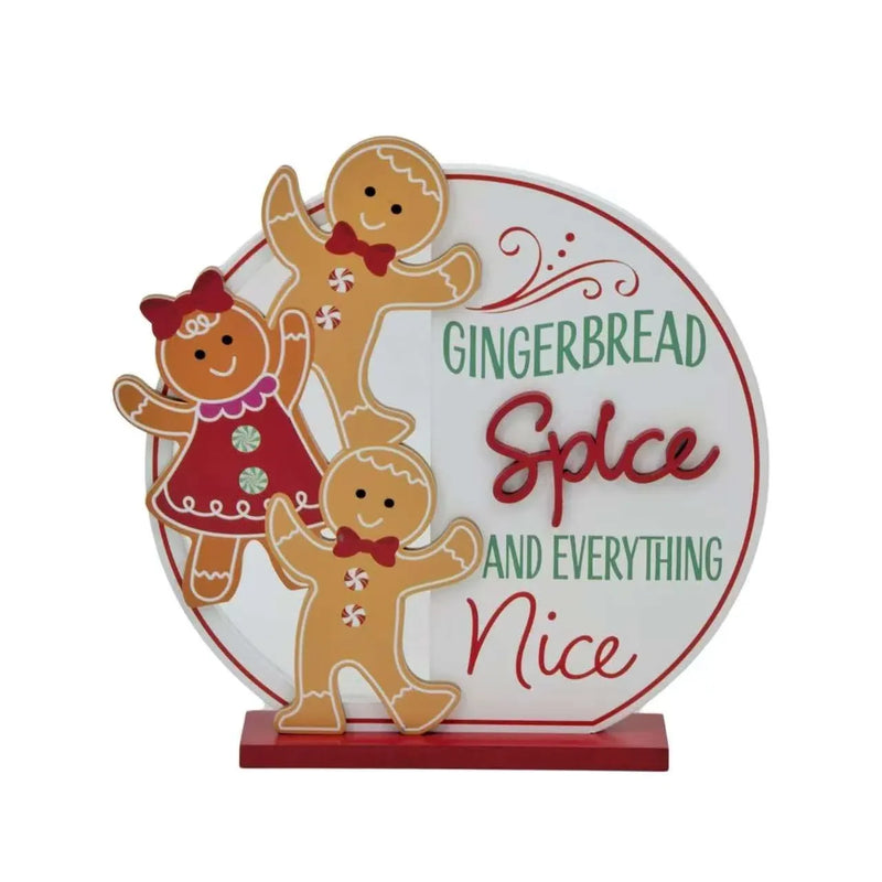 Christmas Round Gingerbread Sign MDF Deco, 23.5 cm – Bulk Buy x8