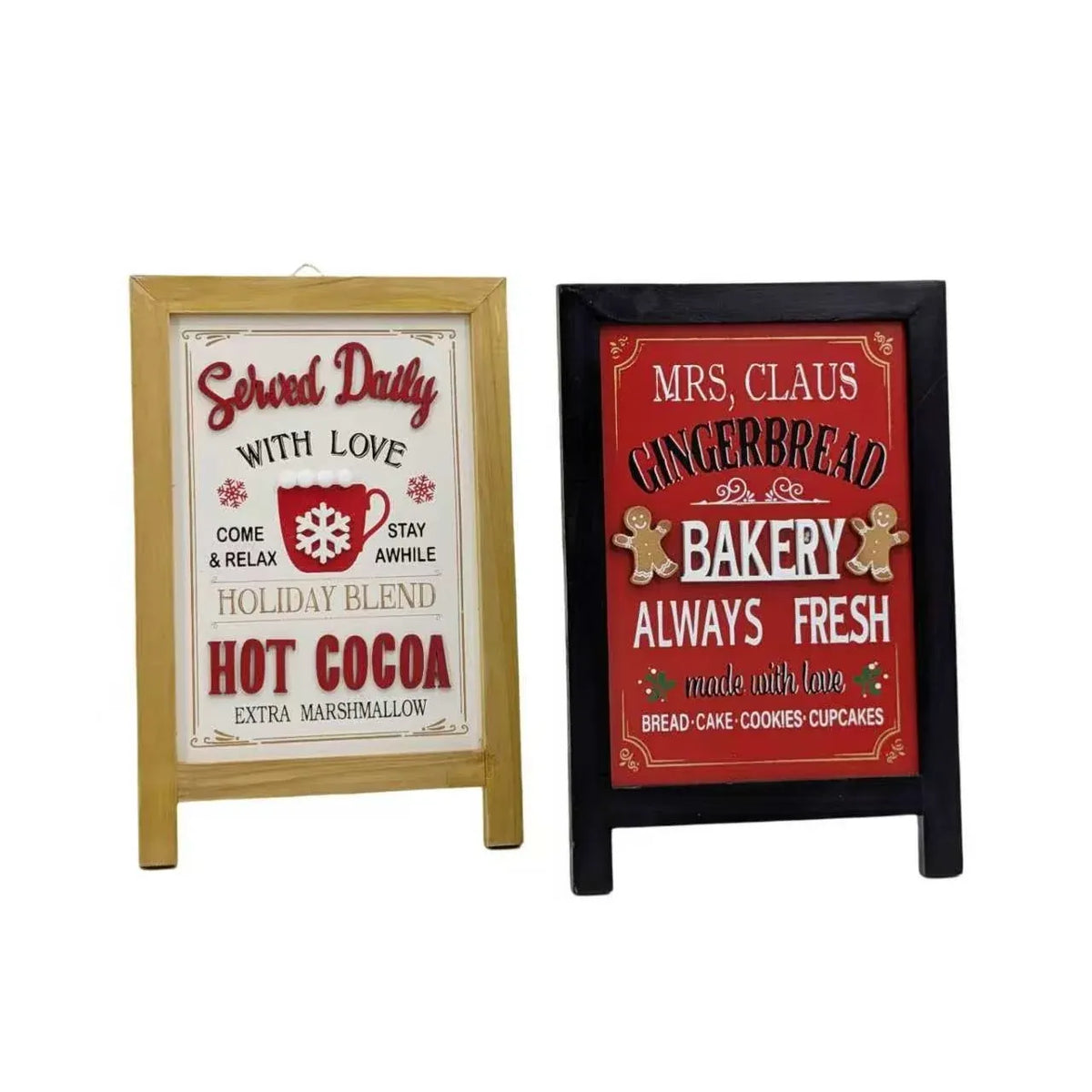Christmas MDF Cafe Street Sign Deco, 20 x 30 cm H – 2 Assorted Designs, Bulk Buy x12