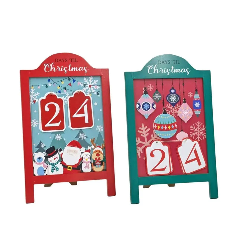 Christmas MDF Countdown Sign Deco, 27.2 x 43 cm H – 2 Assorted Designs, Bulk Buy x4