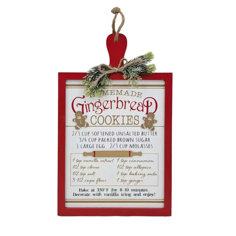Christmas Gingerbread Recipe Hanging Sign, 30 x 50 cm H – Bulk Buy x6