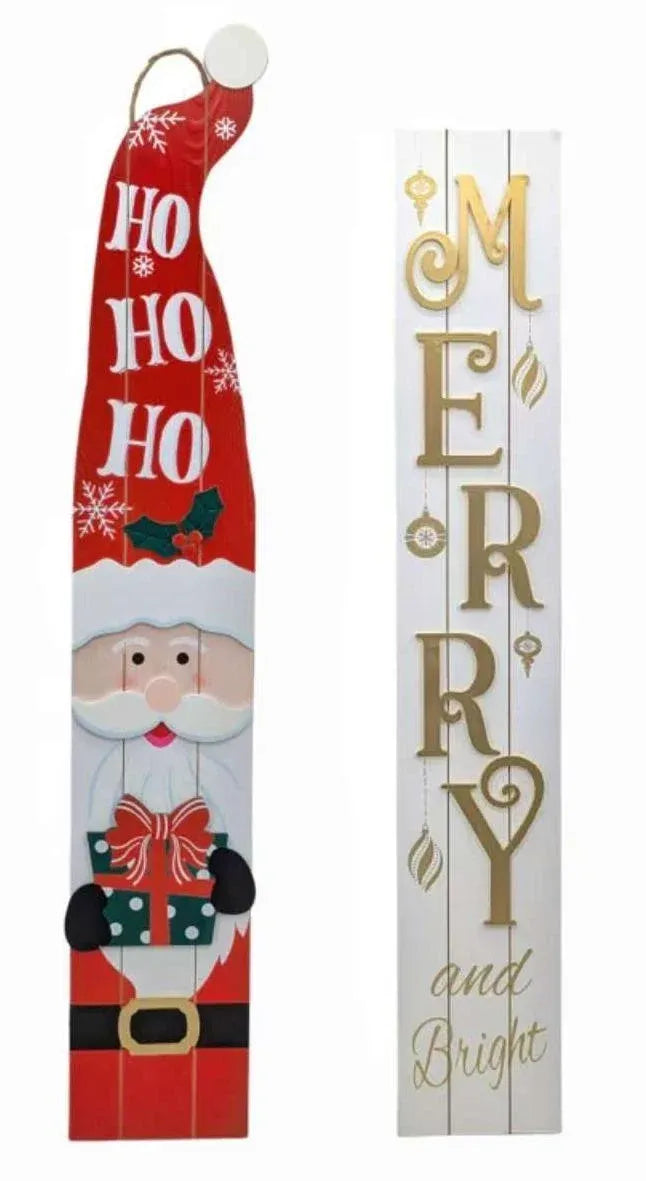Christmas MDF Tall Sign with Metal Stand, 120 cm H – 2 Assorted Designs, Bulk Buy x4