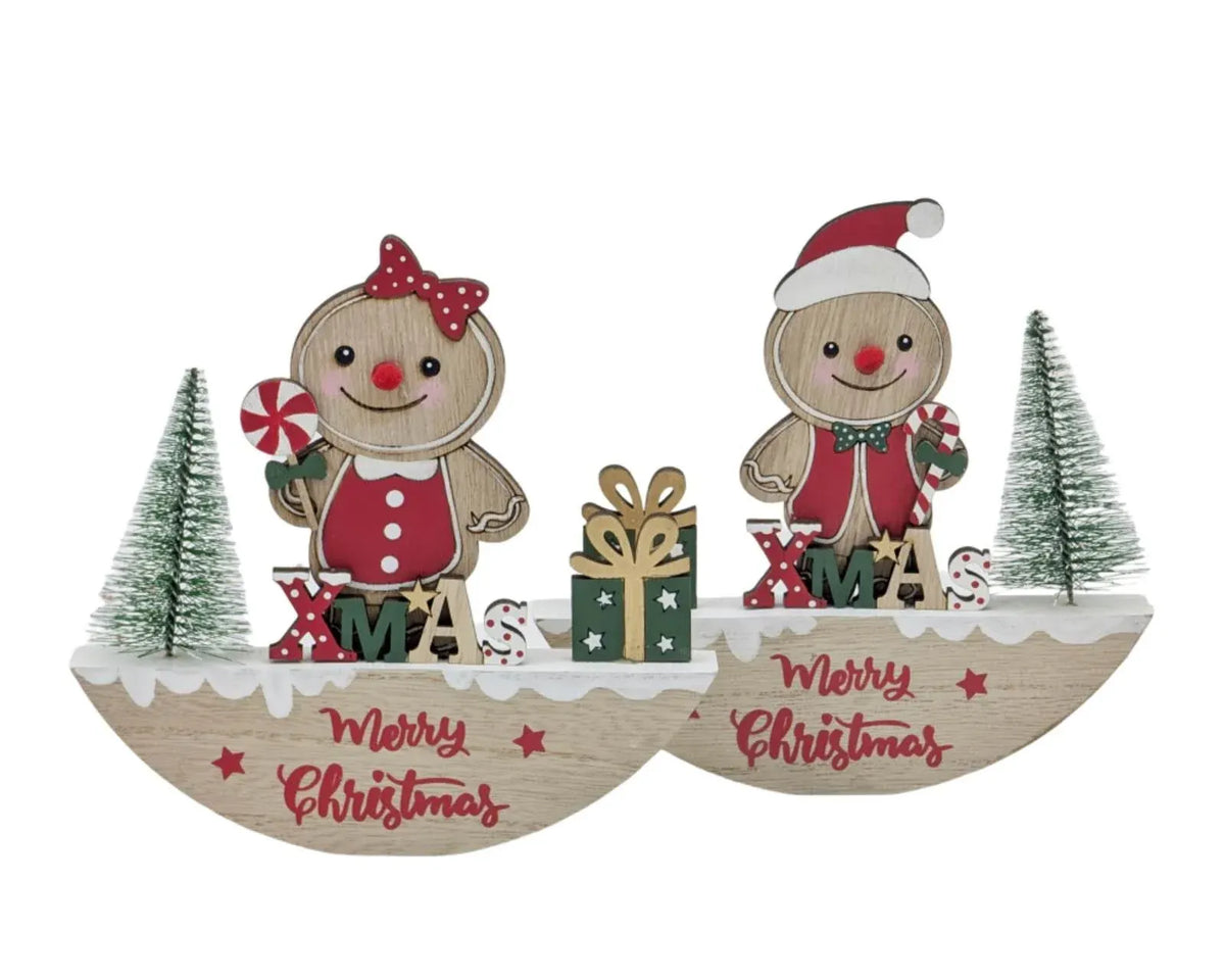 Christmas MDF Gingerbread Deco, 14 x 15 cm – 2 Assorted Designs, Bulk Buy x24