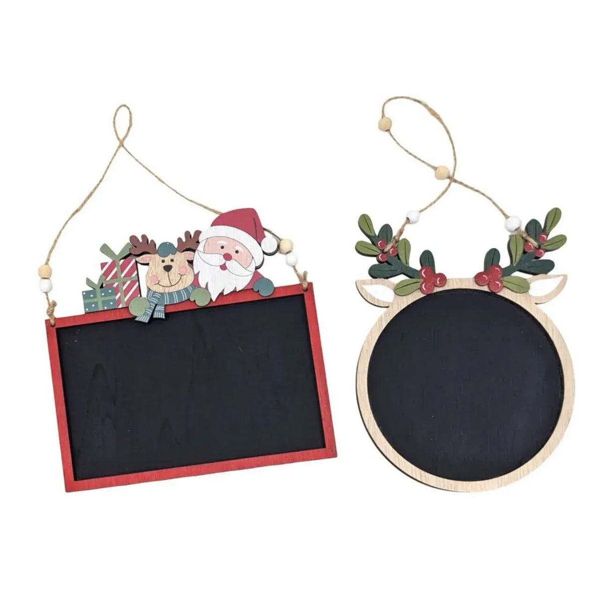 Christmas MDF Blackboard Hanger, 17-18 cm – 2 Assorted Designs, Bulk Buy x24