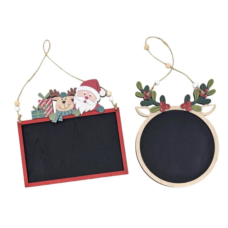 Christmas MDF Blackboard Hanger, 17-18 cm – 2 Assorted Designs, Bulk Buy x24