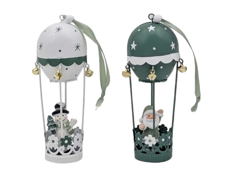 Christmas Metal Air Balloon Hanger, 6 x 5 x 16 cm – 2 Assorted Designs, Bulk Buy x12