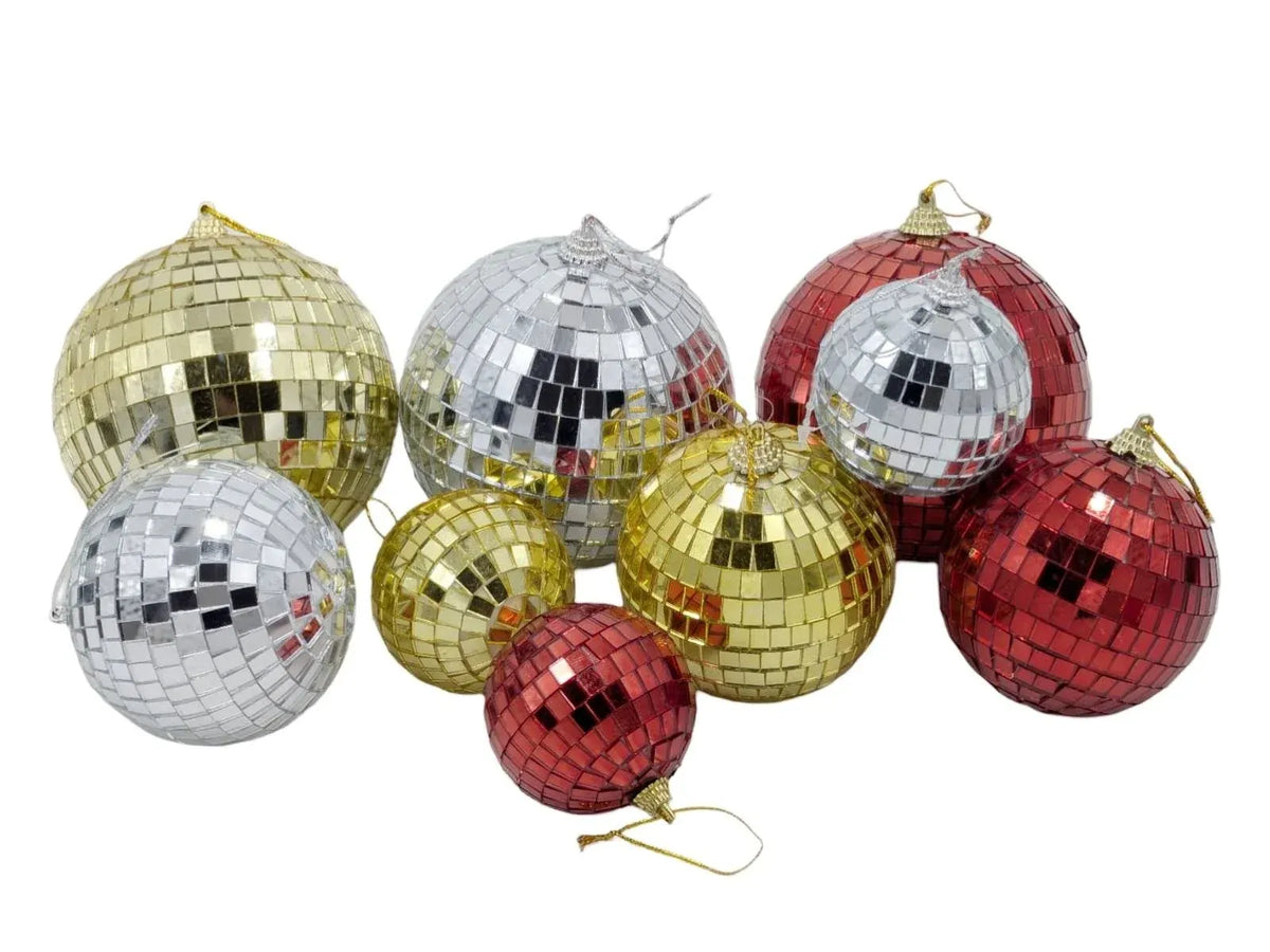 Christmas Mirror Ball Hanger, 6 cm – 3 Assorted Designs, Bulk Buy x24