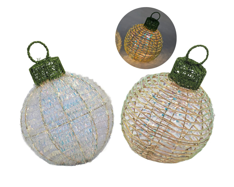 Christmas Iridescent Table Top Bauble, 25 x 34 cm – 2 Assorted Designs, Bulk Buy x4