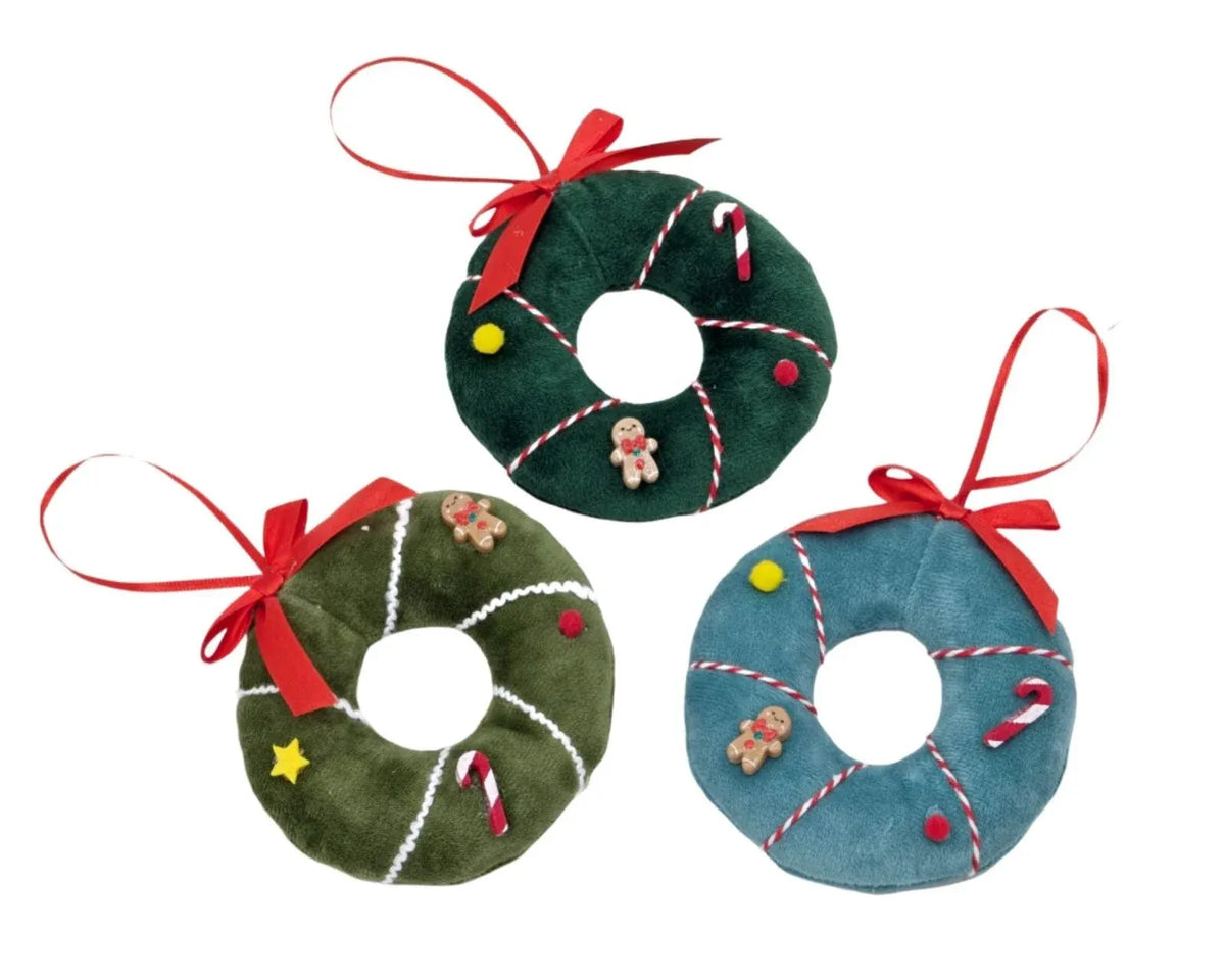 Christmas Donut Hanging, 11 cm – 3 Assorted Designs, Bulk Buy x24