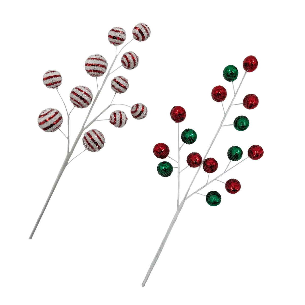 Christmas Glitter Ball Pick, 60 cm – 2 Assorted Designs, Bulk Buy x12