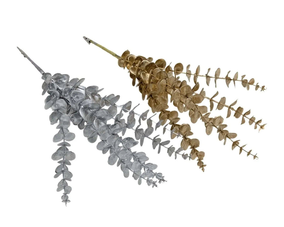 Christmas Silver & Rose Gold Eucalyptus Clip Pick, 50 cm – 2 Assorted Designs, Bulk Buy x36