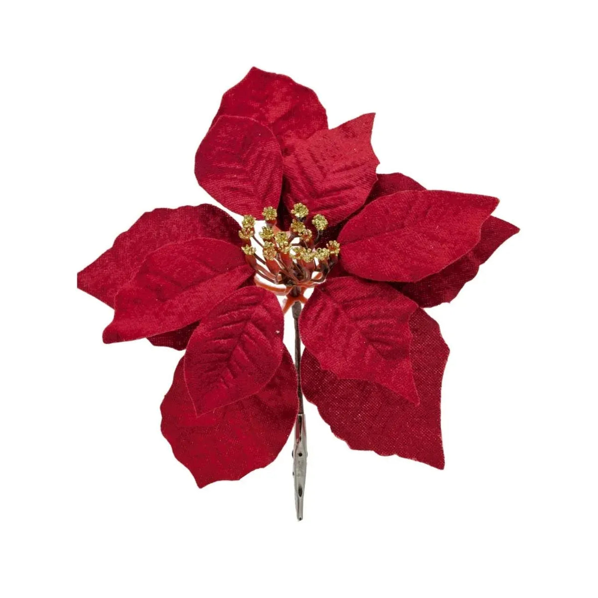 Christmas Poinsettia with Clip, 20 cm – Bulk Buy x36