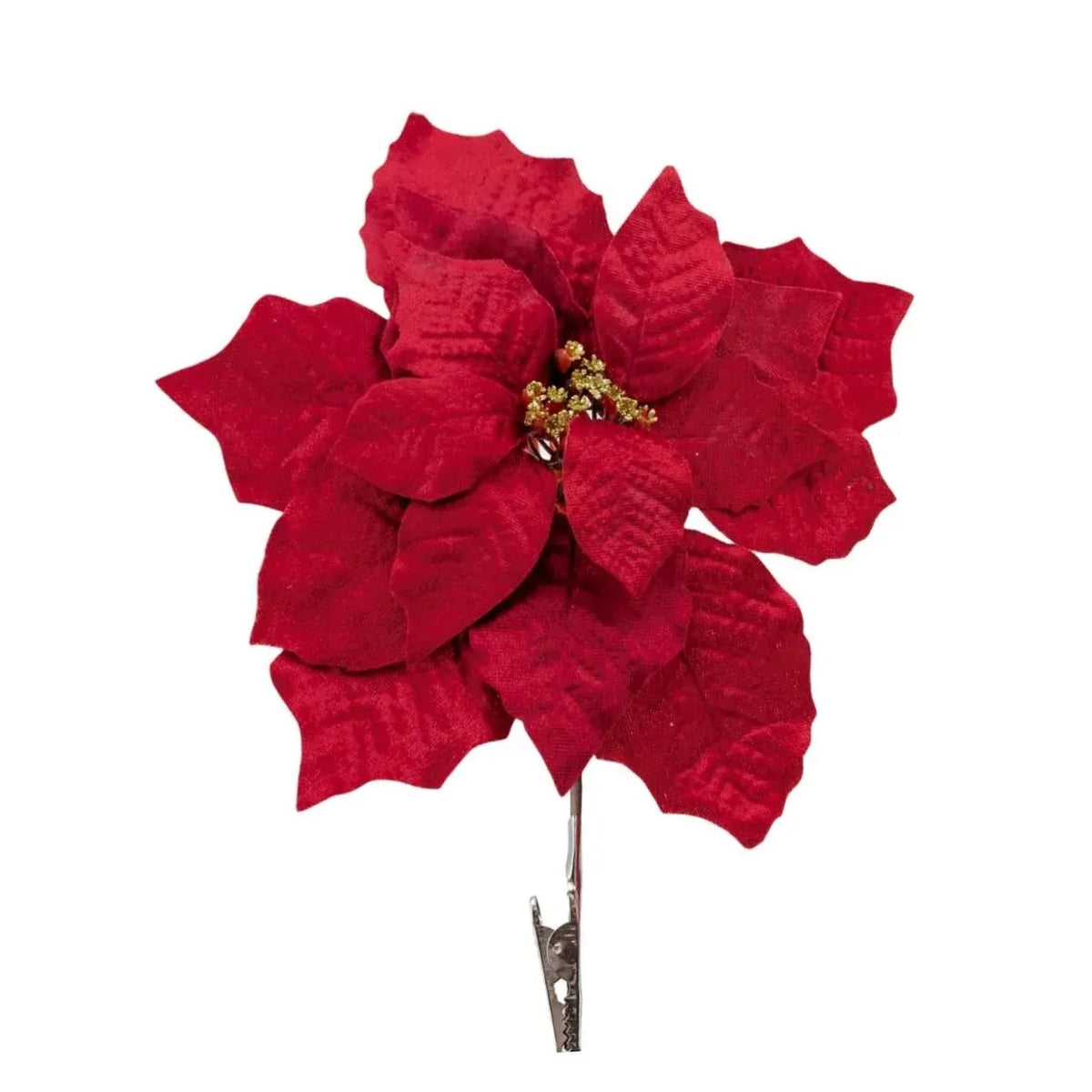 Christmas Poinsettia with Clip, 25 cm – Bulk Buy x24