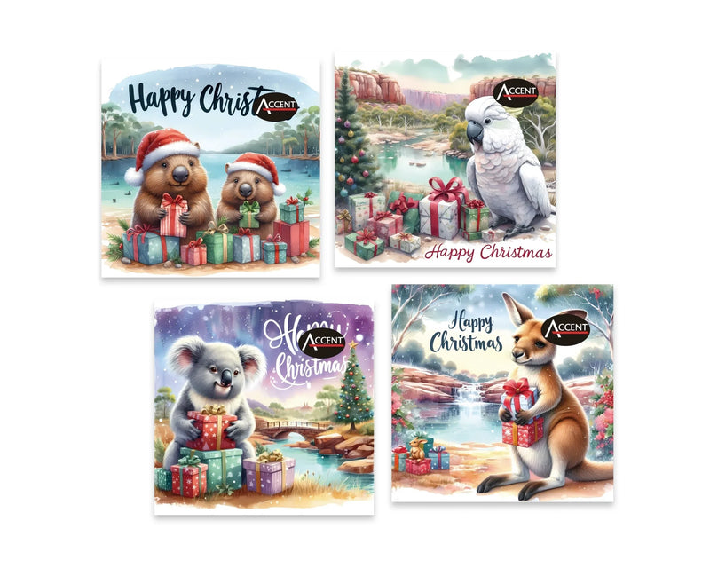 Christmas Aussie Outback Napkin 2-Ply, 33 x 33 cm – Pack of 20, 4 Assorted Designs, Bulk Buy x48