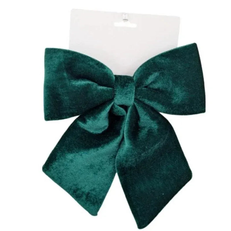 Christmas Velvet Green Bow Medium, 22 cm – Bulk Buy x24