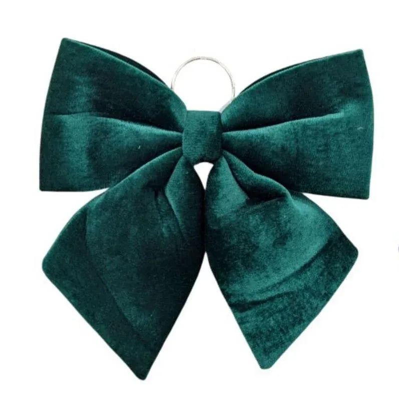 Christmas Velvet Green Bow with Hanging Ring Large, 34 cm – Bulk Buy x12
