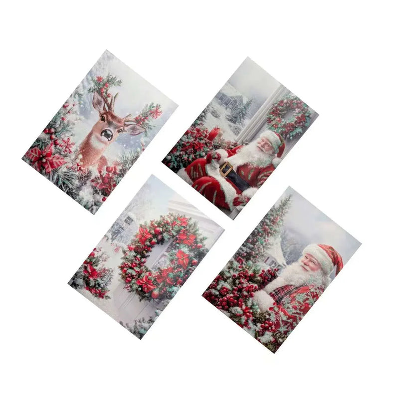 Christmas Winter Magic Cards Glitter, 11.5 x 17.5 cm – Pack of 8, Bulk Buy x48