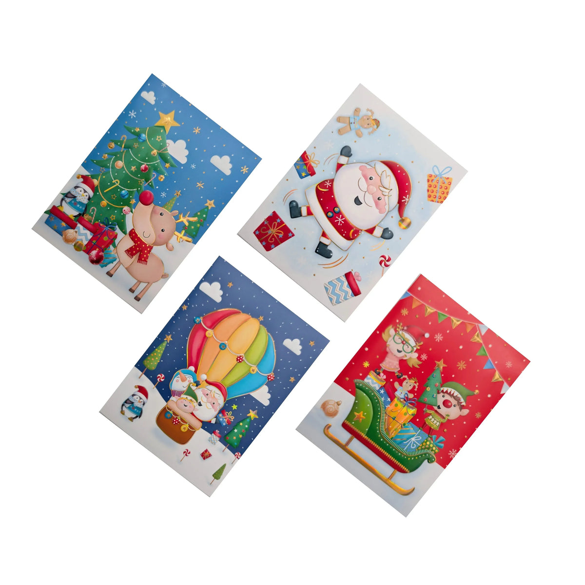 Christmas Happy Fun Cards Foiled Assorted, 12 x 17 cm – Pack of 8, Bulk Buy x48