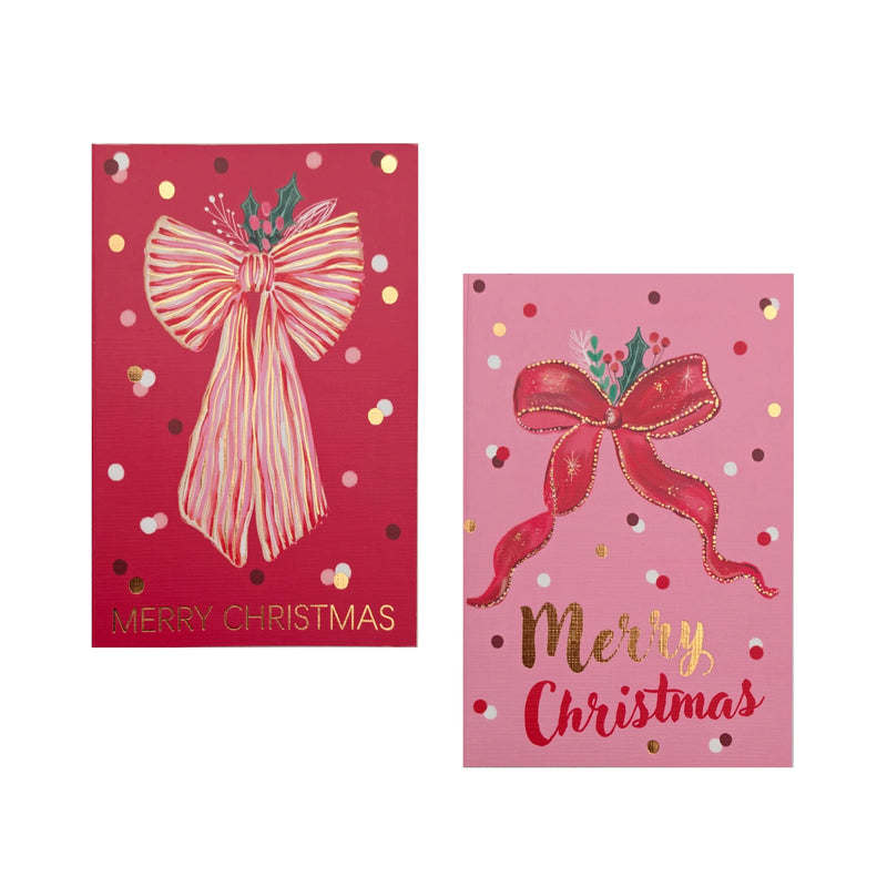 Christmas Red Bow Foiled Cards, 11.5 x 17.5 cm – Pack of 8, Bulk Buy x24