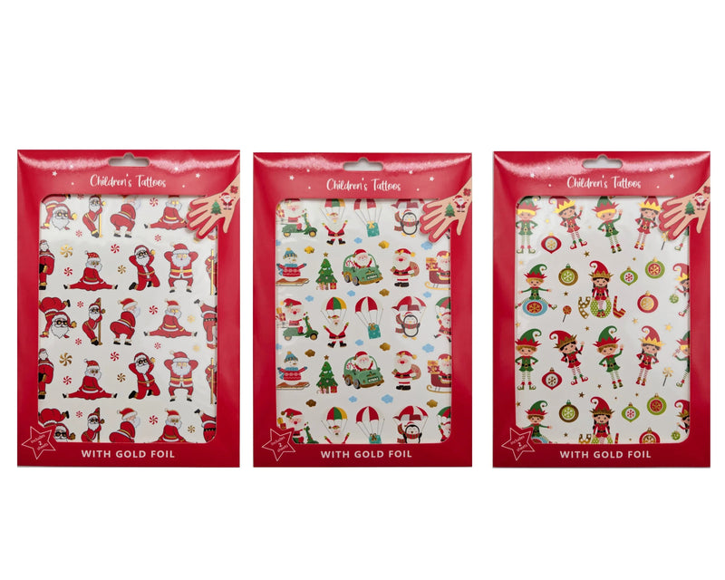 Christmas Tattoo Stickers Foiled, 11 x 16 cm – Bulk Buy x36
