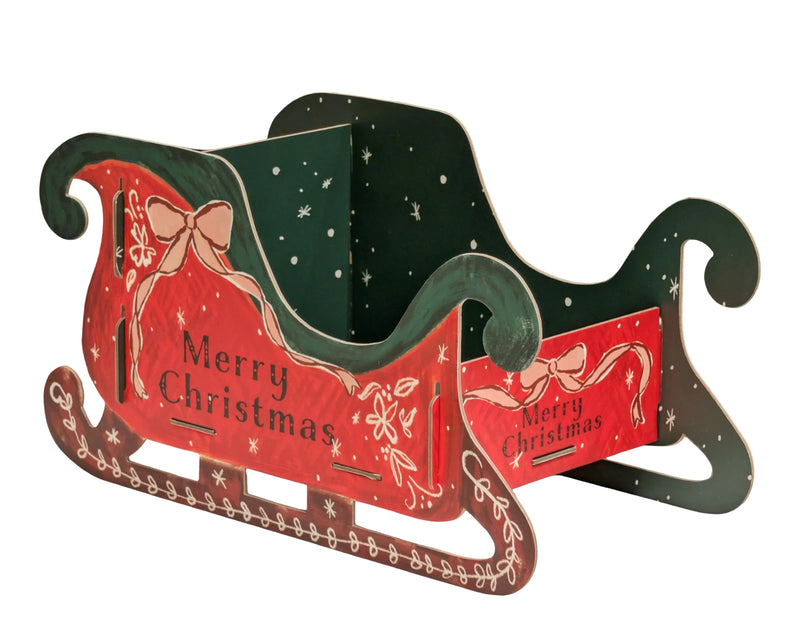 Christmas Cardboard Sleigh, 51 x 26 x 28 cm – Bulk Buy x12
