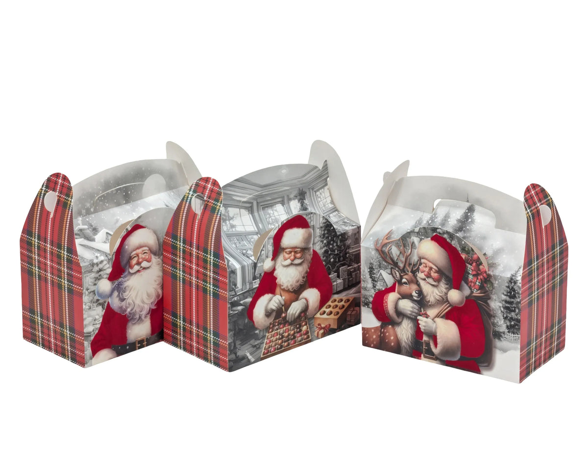 Christmas Treat Box, 20.5 x 12.5 x 11.5 cm – 3 Assorted Designs, Bulk Buy x36