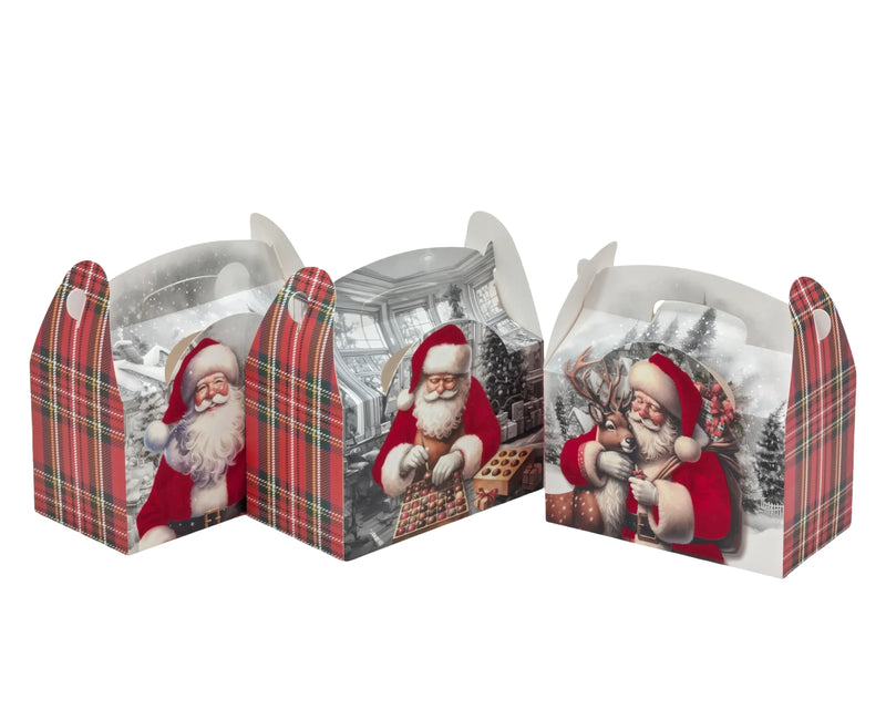 Christmas Treat Box, 20.5 x 12.5 x 11.5 cm – 3 Assorted Designs, Bulk Buy x36