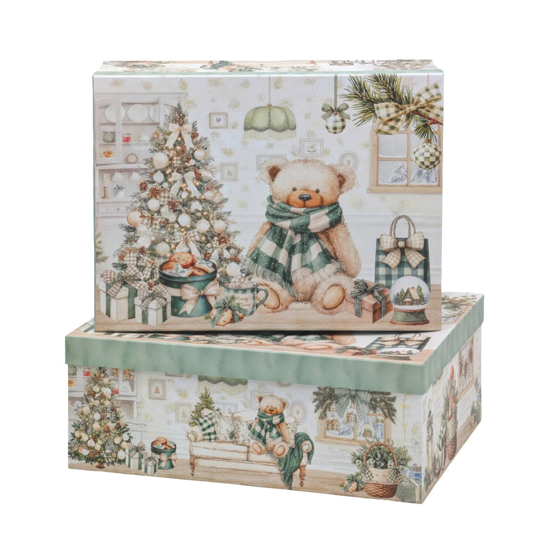 Christmas Teddy Bear Gift Box Set, 43 x 34 x 16 cm – Set of 18, Bulk Buy x2