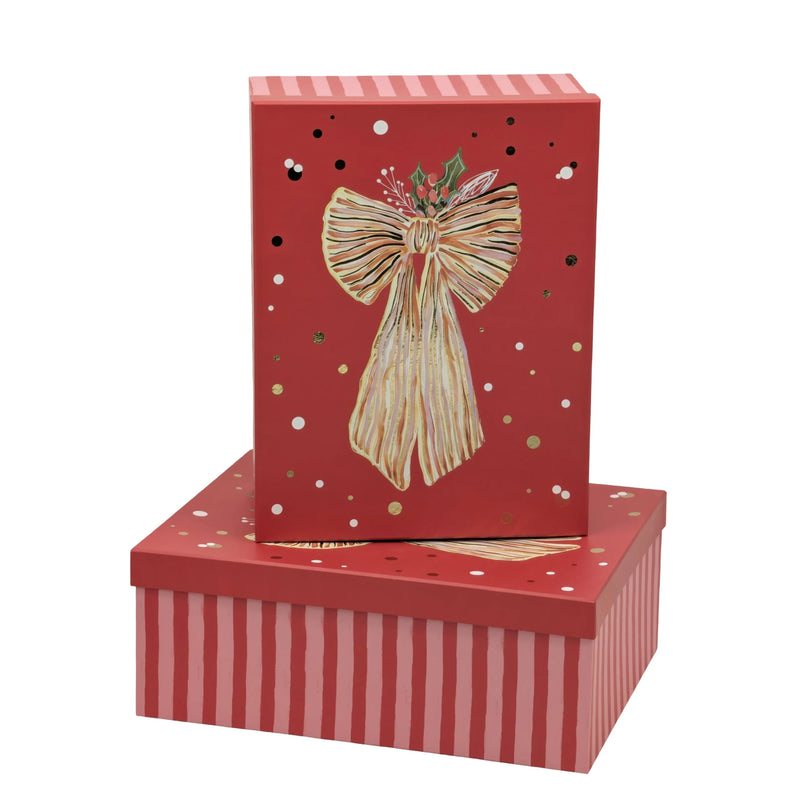 Christmas Red Bow Foiled Gift Box Set, 43 x 34 x 16 cm – Set of 18, Bulk Buy x2