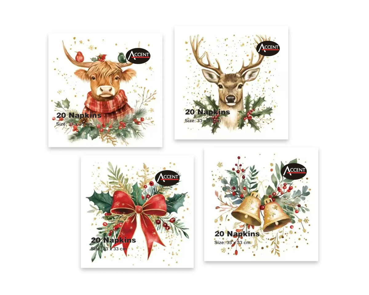The Christmas Icon Napkin 2-Ply, 33 x 33 cm – Pack of 20, Bulk Buy x48
