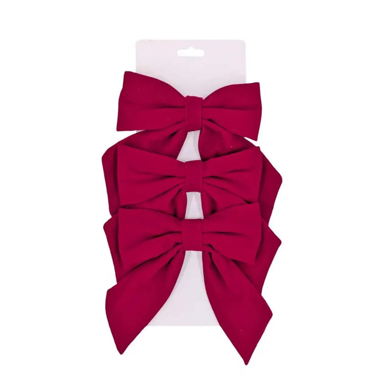 Christmas Burgundy Bow, 16 x 22 cm – Pack of 3
