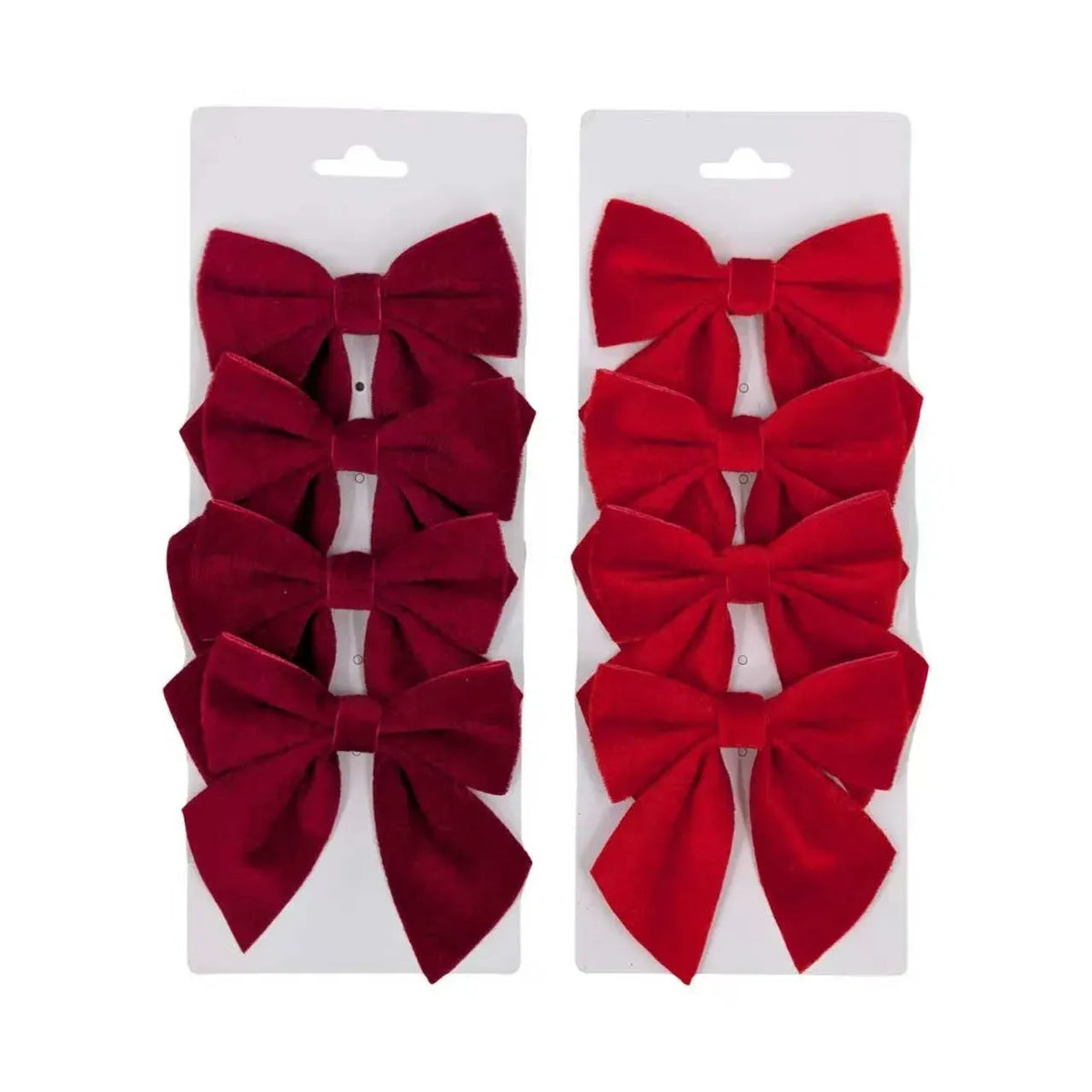 Christmas Red & Burgundy Bow, 10 x 12 cm – Pack of 4, 2 Assorted Designs, Bulk Buy x24
